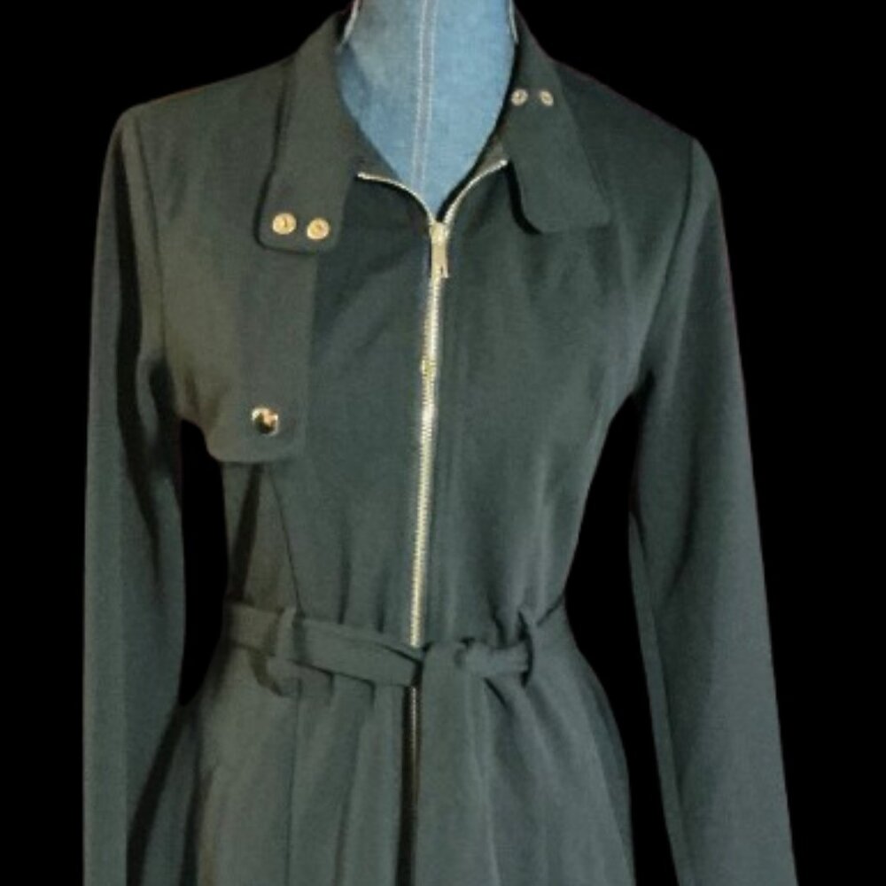 BLACK COAT SWING DRESS - Gold Accents
